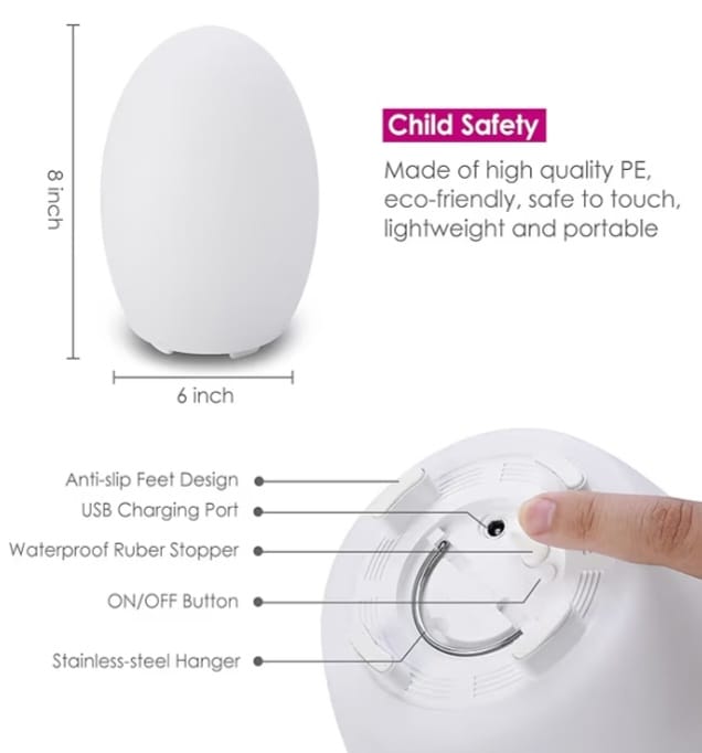 Rechargeable RGB LED Egg Night Light