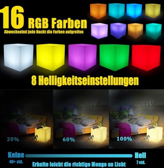 Luxury RGB LED Cube Stool Light