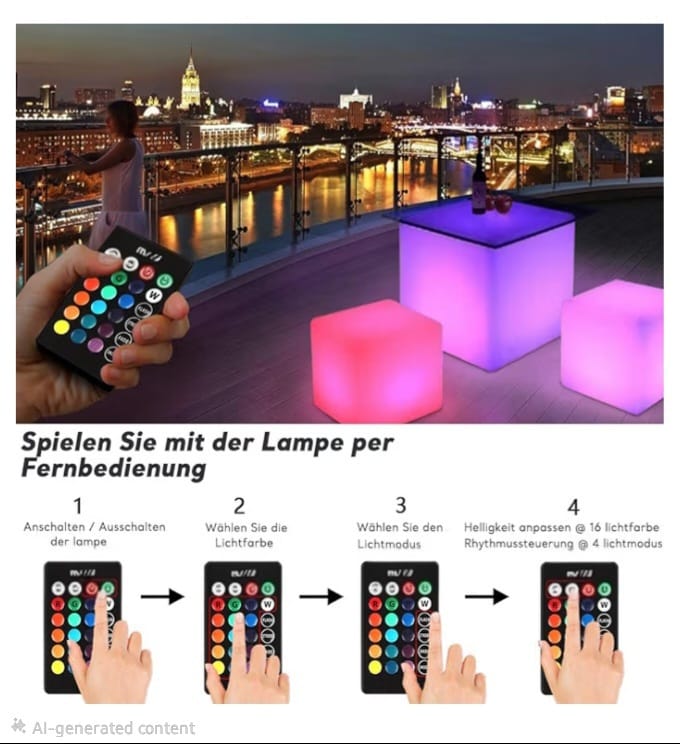 Luxury RGB LED Cube Stool Light