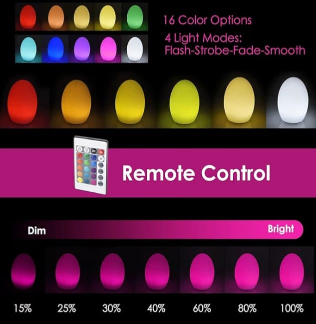 Rechargeable RGB LED Egg Night Light