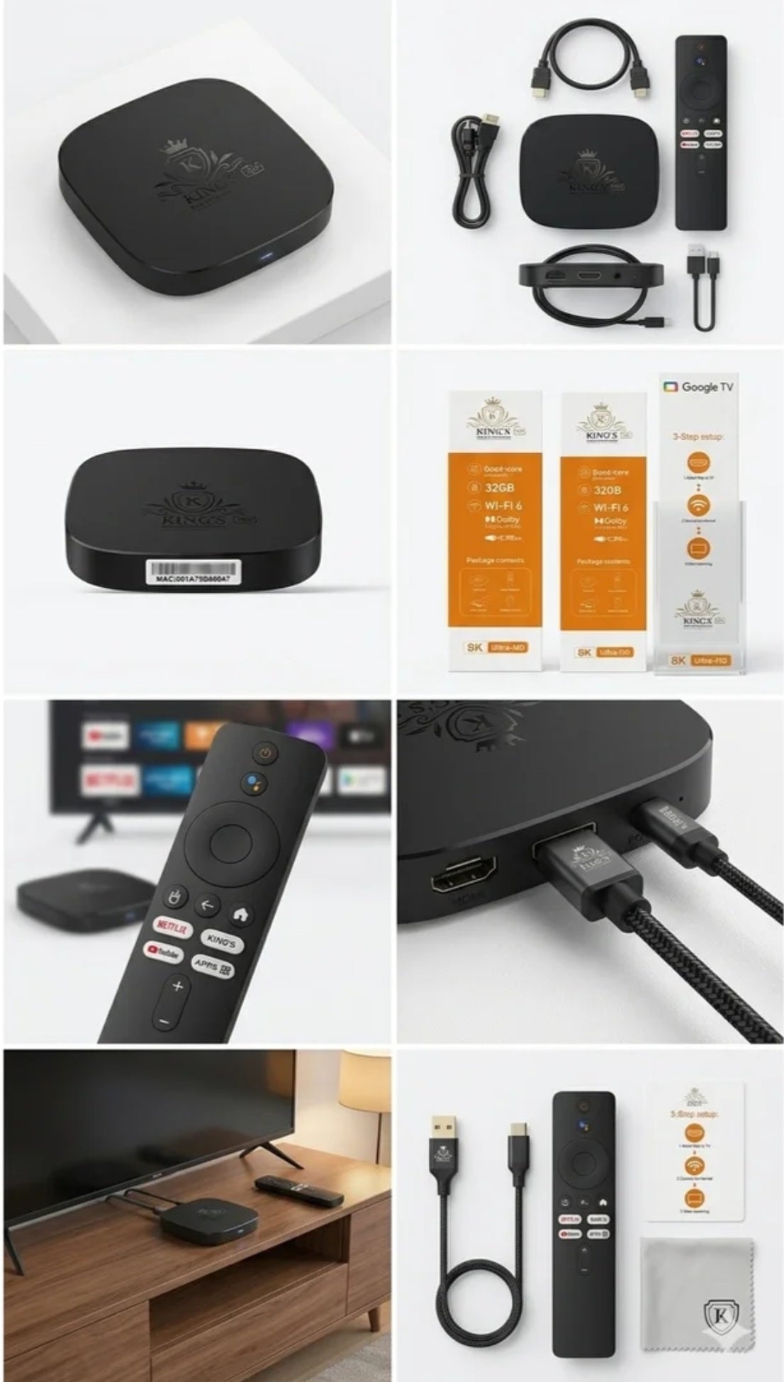 KING'S PRO Google TV Box - 4K Ultra HD | Chromecast | Voice Control