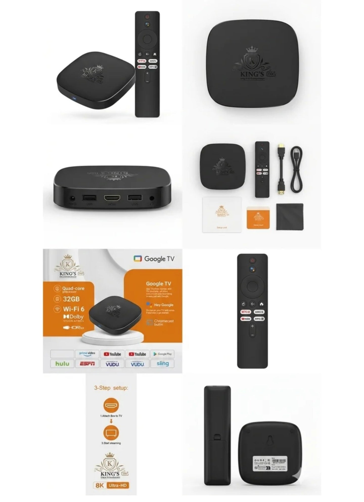 KING'S PRO Google TV Box - 4K Ultra HD | Chromecast | Voice Control