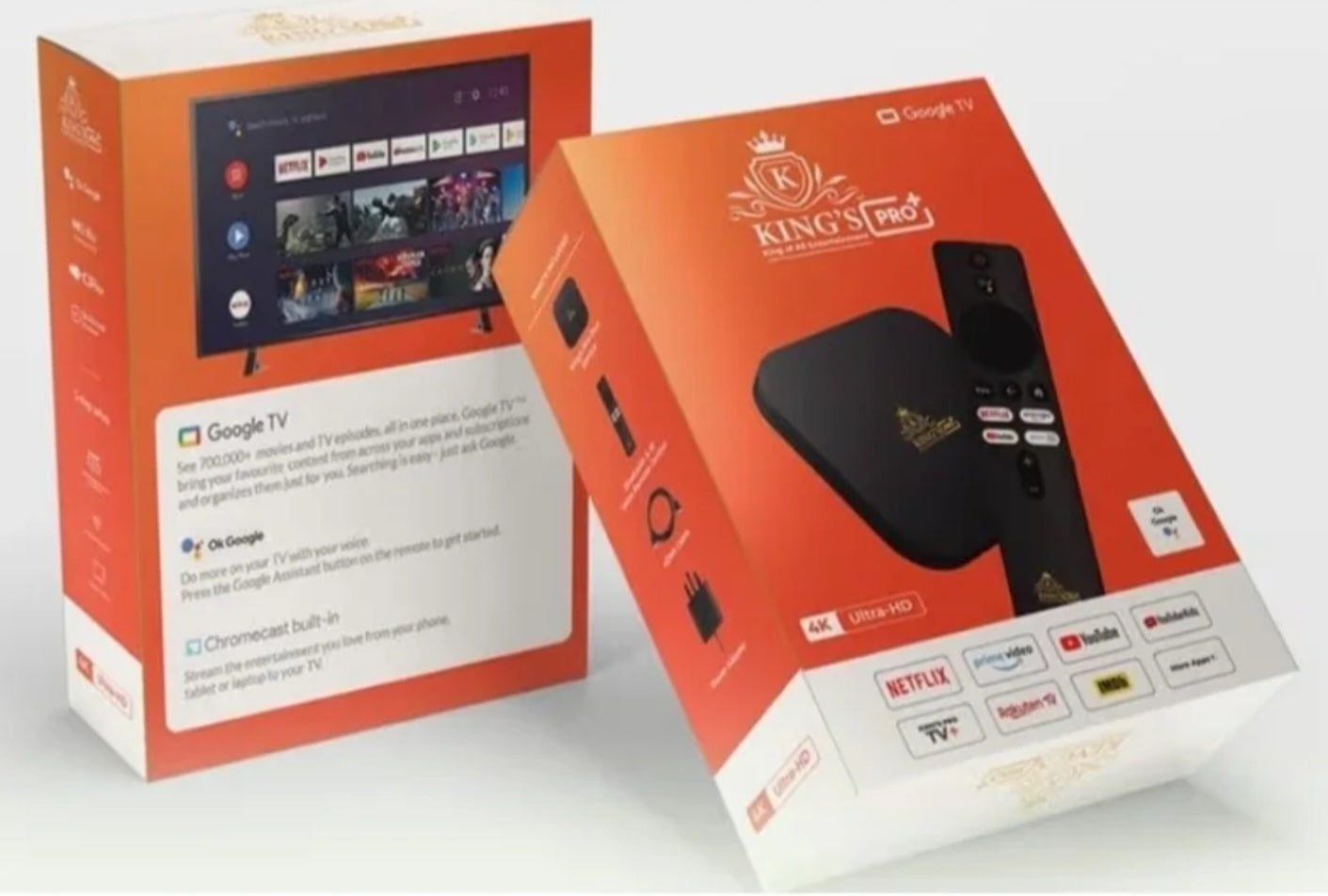 KING'S PRO Google TV Box - 4K Ultra HD | Chromecast | Voice Control